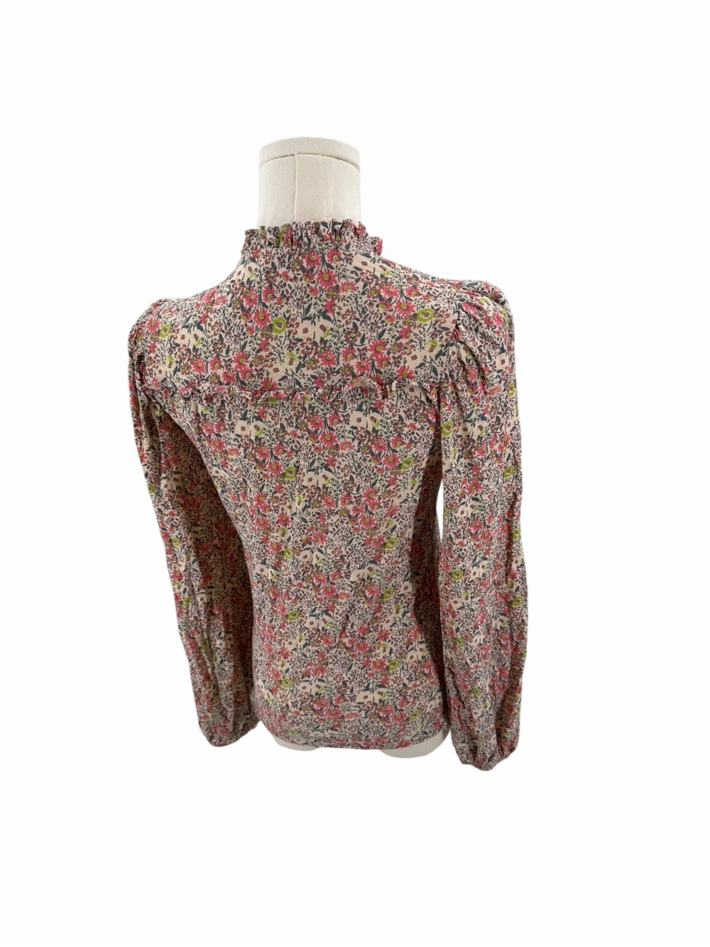 Nation Ltd Floral Ruffle Claudine Yoked Tee Superbloom Pink Bohemian Dainty Sz S - Picture 12 of 13